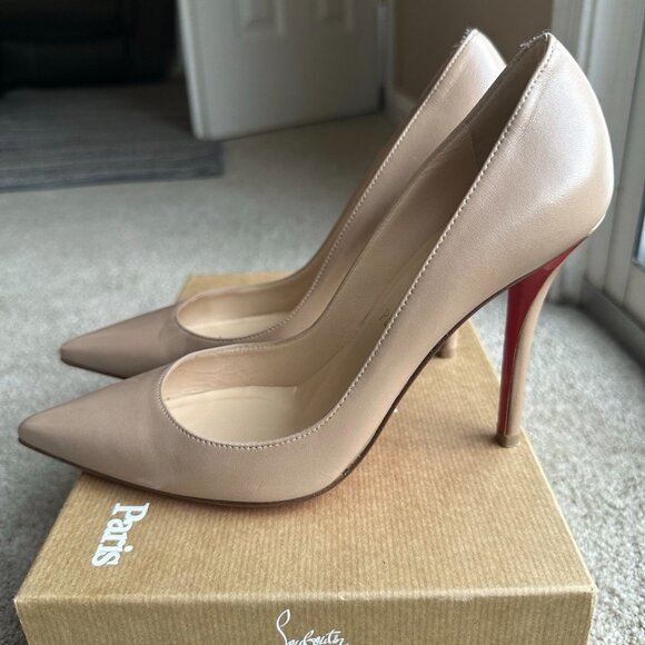 Christian Louboutin Apostrophy Pump 100 NAPPA Nude - Picture 9 of 16